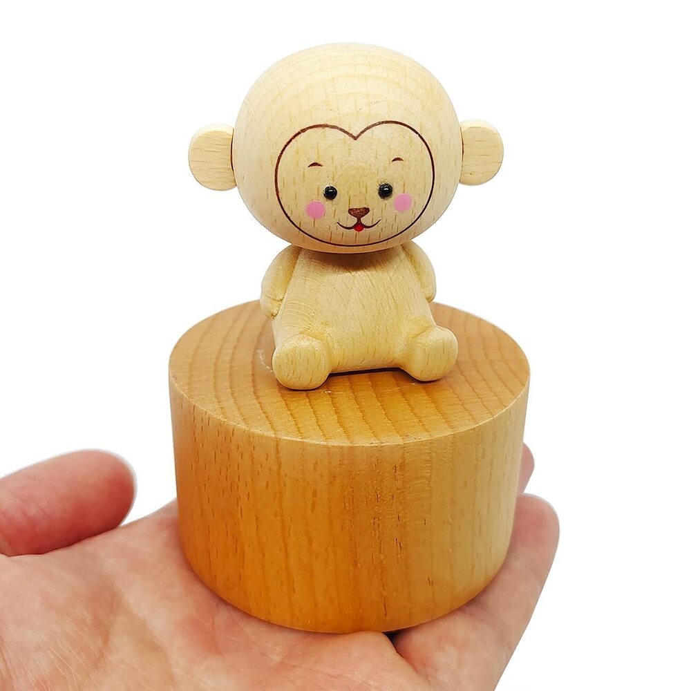 4224 Cute Little Monkey Mini Music Box, Little Animals Wooden Mechanical